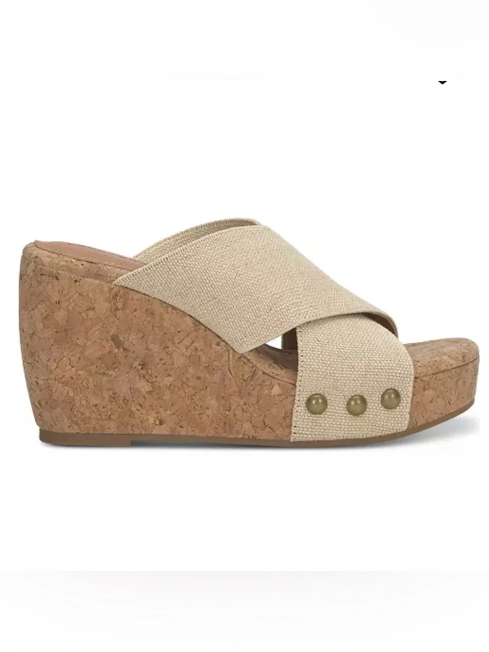 Lucky Brand Natural Canvas Cork Wedge Mules